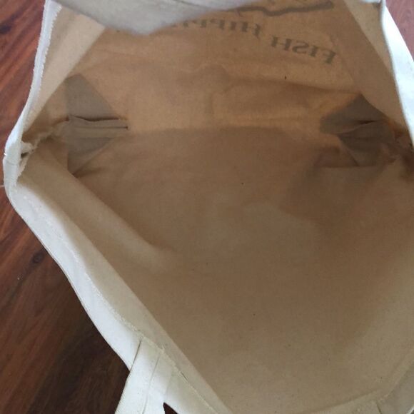 NEW Fish Hippie co. Beige canvas large tote bag. Beach bag. - Picture 4 of 9